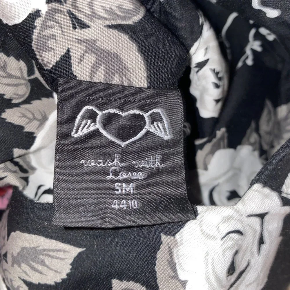 Hell Bunny Vixen Rose Natalie Dress Gothic Floral Dark Black Size Small Womens - Picture 2 of 5